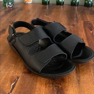 Aerothotic Black Othopedic Velcro Adj. Straps Open Toe Sandals: 40